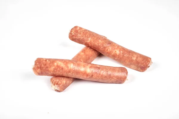 Raw meat sausages isolated on white background — Stock Photo, Image