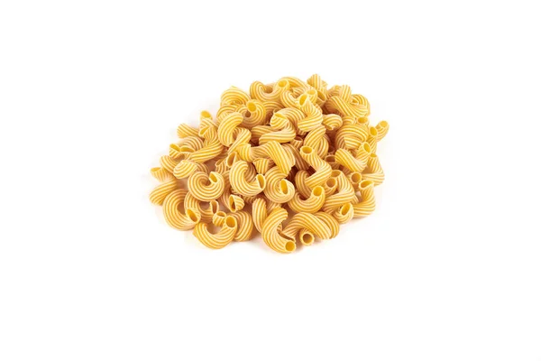 Massa cavatappi com listras isoladas sobre fundo branco. — Fotografia de Stock