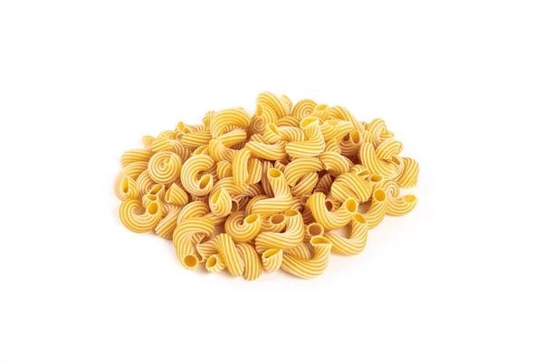 Massa cavatappi com listras isoladas sobre fundo branco. — Fotografia de Stock