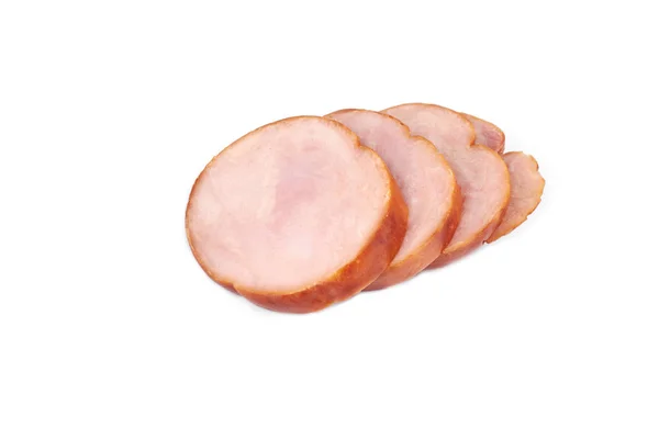 Scheiben leckeres Hühnerfleisch, isoliert auf weißem Hintergrund — Stockfoto