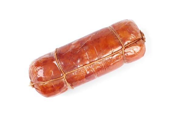 Chicken ham roulade in package, isolated on a white background — 图库照片