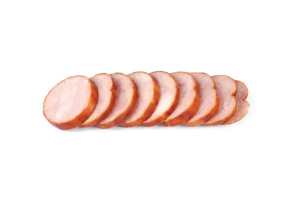 Plátky chutného kuřecího masa, izolované na bílém pozadí — Stock fotografie