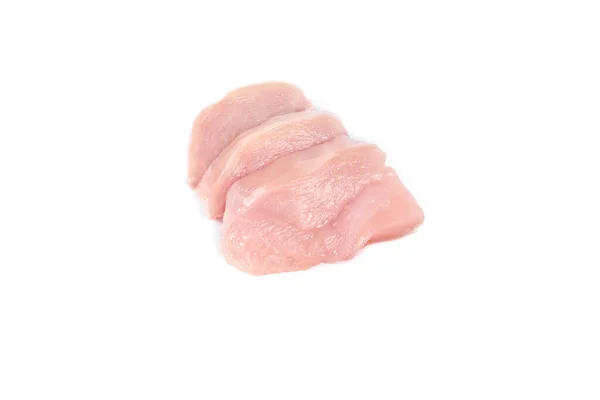 Fatias de carne de frango isolado no fundo branco — Fotografia de Stock