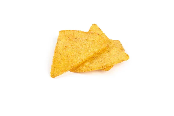 Würzige Nachos-Chips isoliert auf weißem Hintergrund — Stockfoto