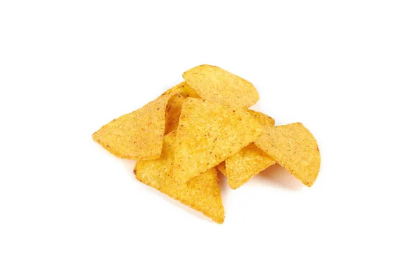 Una pila de nachos chips aislados sobre fondo blanco — Foto de Stock