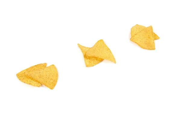 Würzige Nachos-Chips isoliert auf weißem Hintergrund — Stockfoto