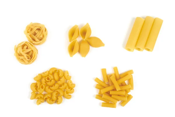 Collection of italian pasta portion isolated on white background. — Stock Photo, Image