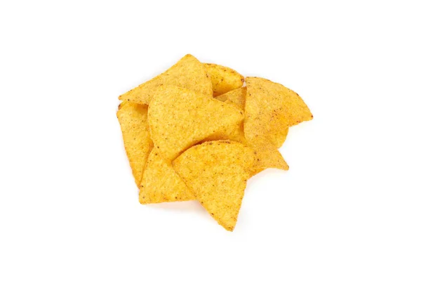 Mexikanische Nachos-Chips, isoliert auf weißem Hintergrund — Stockfoto