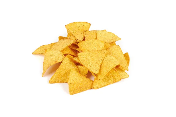 Chips nachos mexicanos, isolado em fundo branco — Fotografia de Stock