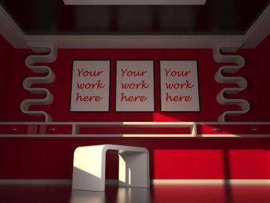 Poster modern iç mekan tasarımları ile alay.