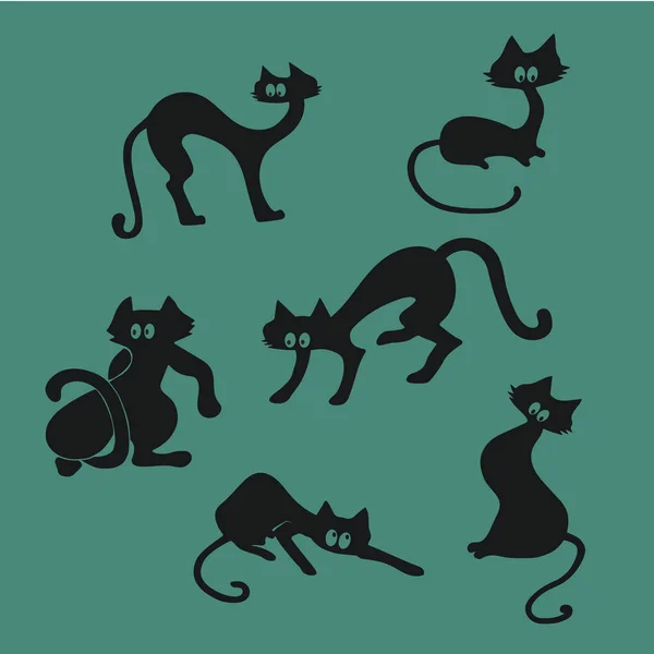 Gracieux chats noirs . — Image vectorielle