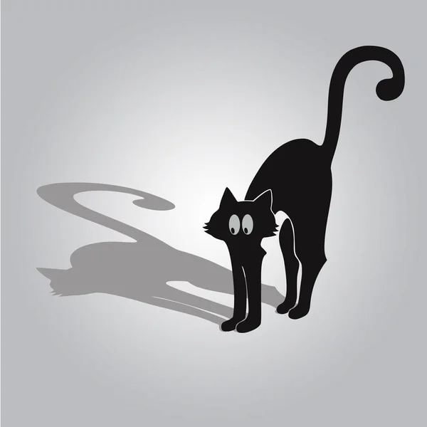 Gato preto gracioso e sombra — Vetor de Stock