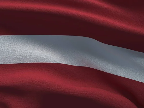 Texture of a fabric with the image of the flag of Latvia, waving in the wind. — Stock Photo, Image