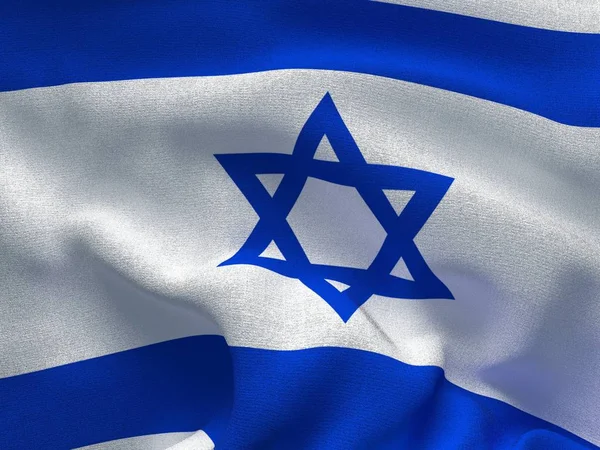 Texture of a fabric with the image of the flag of Israel, waving in the wind. — Stock Photo, Image