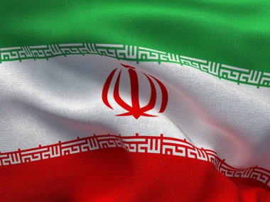 Bir kumaş dokusuna rüzgarda sallayarak Iran bayrağı görüntü ile.