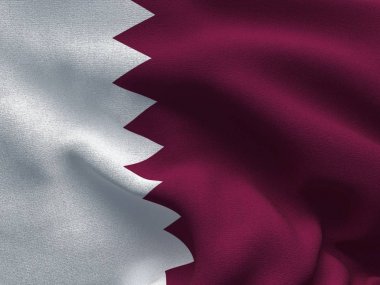 Bir kumaş dokusuna Katar, rüzgarda sallayarak bayrağı görüntü ile.