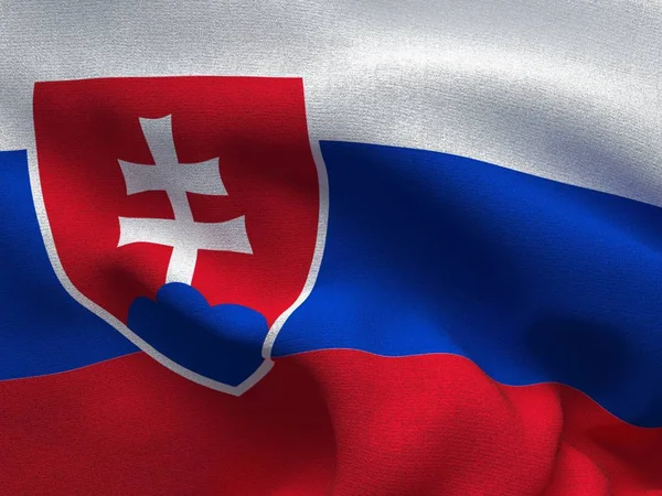 Konsistens av ett tyg med bilden av flaggan för Slovakien, vajande i vinden. — Stockfoto