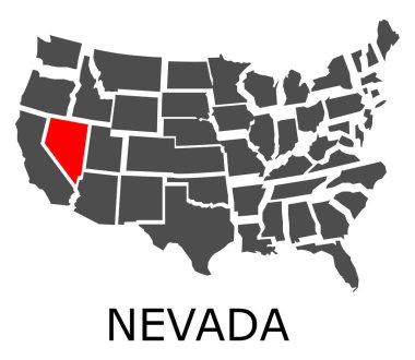 Nevada devlet ABD harita üzerinde