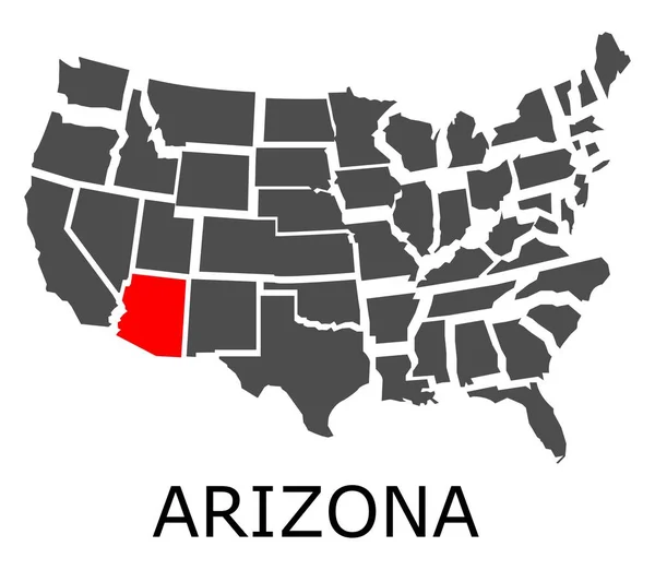 Arizona état sur la carte des États-Unis — Image vectorielle