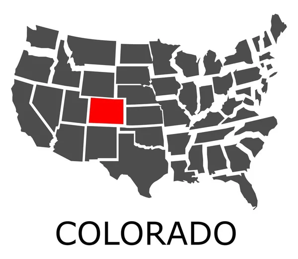Delstaten Colorado på karta över Usa — Stock vektor