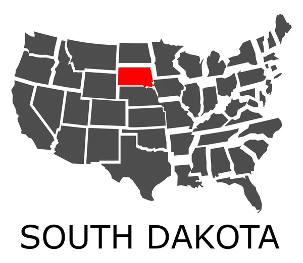 Státu Jižní Dakota na mapu Usa — Stockový vektor
