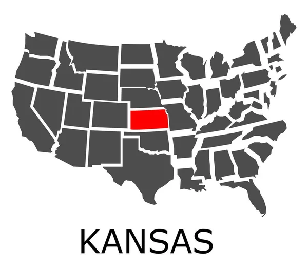 Státu Kansas na mapu Usa — Stockový vektor