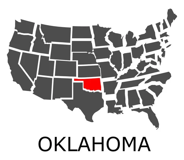 Estado de Oklahoma no mapa de EUA —  Vetores de Stock