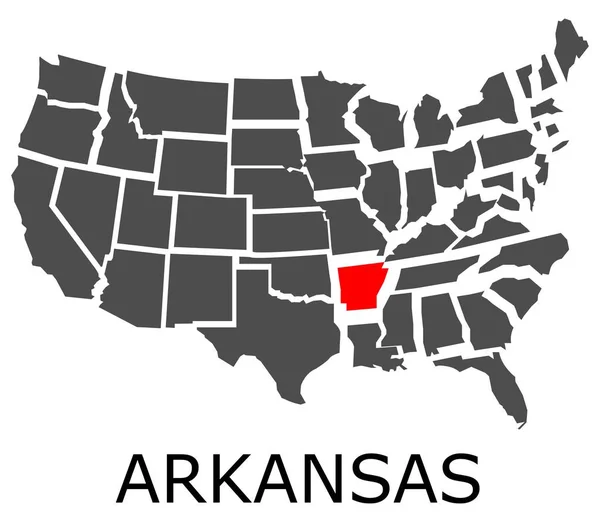 Stan Arkansas na mapie z Usa — Wektor stockowy