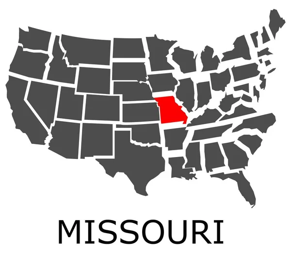 État du Missouri sur la carte de États-Unis — Image vectorielle