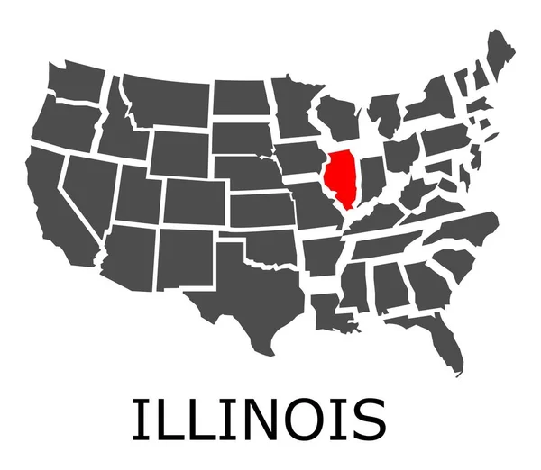 Illinois állam, USA-ban a térképen — Stock Vector