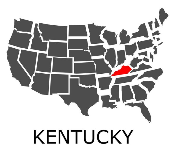 State of Kentucky on map of USA