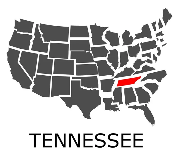 Stanu Tennessee na mapie z Usa — Wektor stockowy