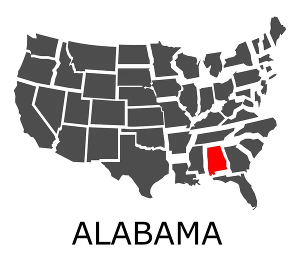 Πολιτεία της Αλαμπάμα στο χάρτη των ΗΠΑ — Διανυσματικό Αρχείο