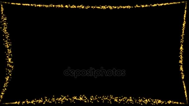 Vackra Gyllene Glitter Gnistrande Ram Svart Med Tomt Utrymme Mitten — Stockvideo