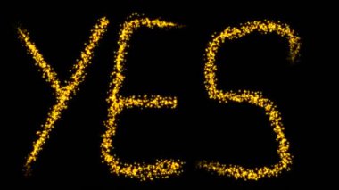 Siyah arka plan üzerinde Evet işareti olan güzel altın köpüklü metin. 