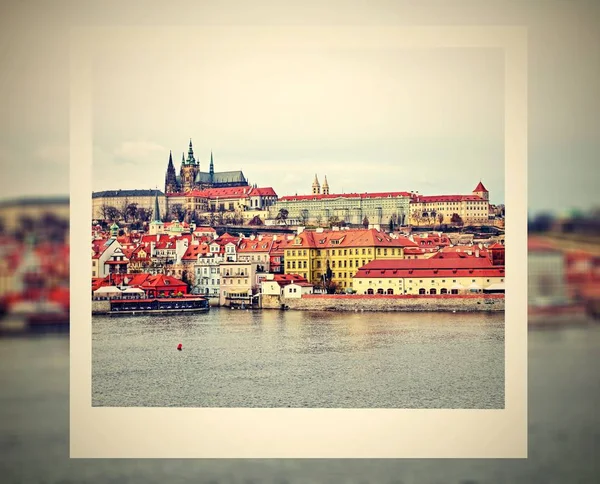 Photo frame with view on a Prague Castle — Stock Photo, Image