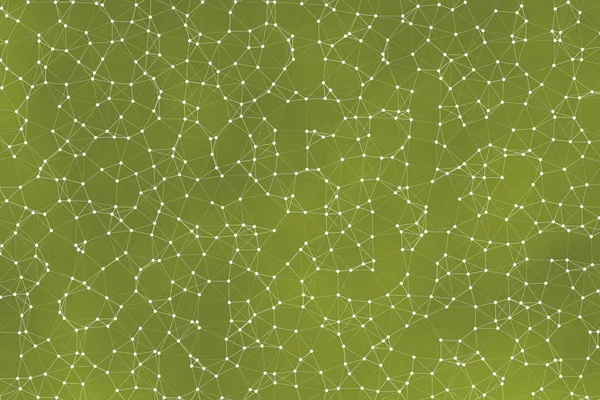 Зеленый Белый Нейронная Сеть Сетка Абстрактный Фон Концептуальная Иллюстрация — стоковое фото