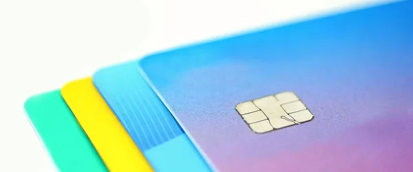 Stack Carte Credito Multicolore Collezione Sfondo Bianco — Foto Stock