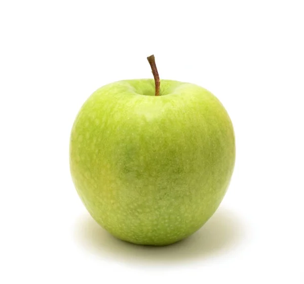 Fresh One Whole Green Apple White Background — Stock Photo, Image