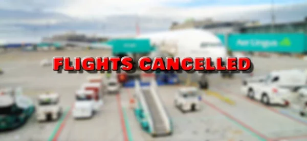 Plane Gate Marked Cancelled Sign Waiting Passengers Boarding According Currently — Stock Photo, Image