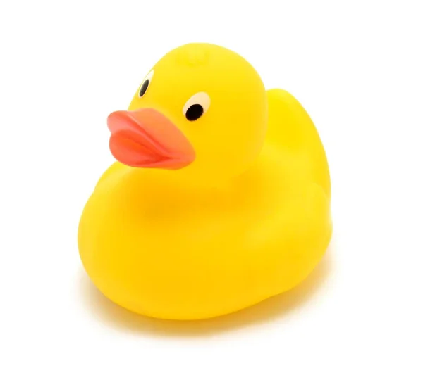 Classic Floating Yellow Bathtub Rubber Toy Duck White Background — Stock Photo, Image