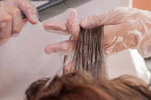 Queratina cabelo alisamento em casa — Fotografia de Stock