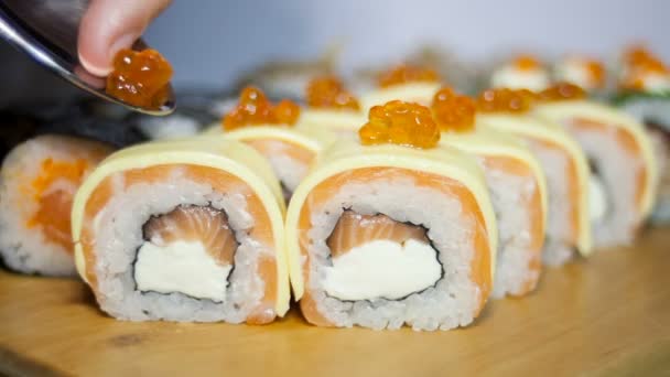 Sushi rolls set — Stock Video