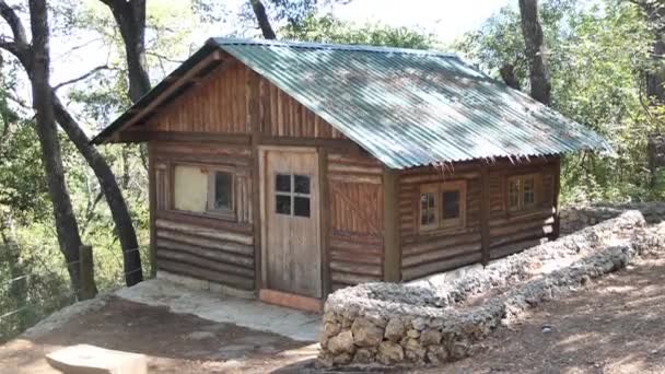 Casa de madeira na floresta — Vídeo de Stock