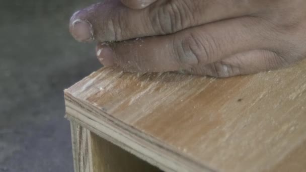 Plywood šroubování proces zavřít — Stock video