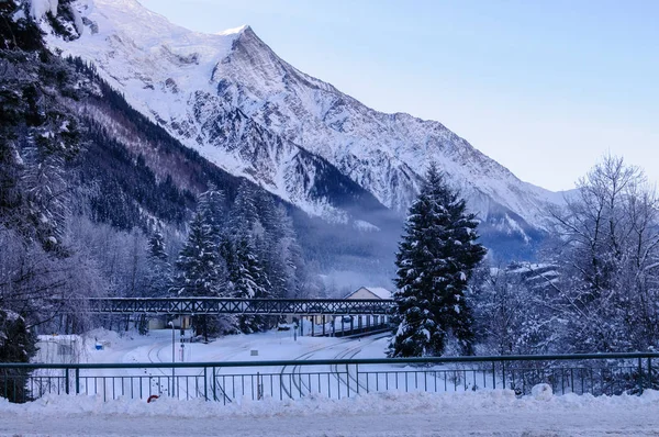 Snowy de Chamonix Mont Blanc na Boże Narodzenie — Zdjęcie stockowe
