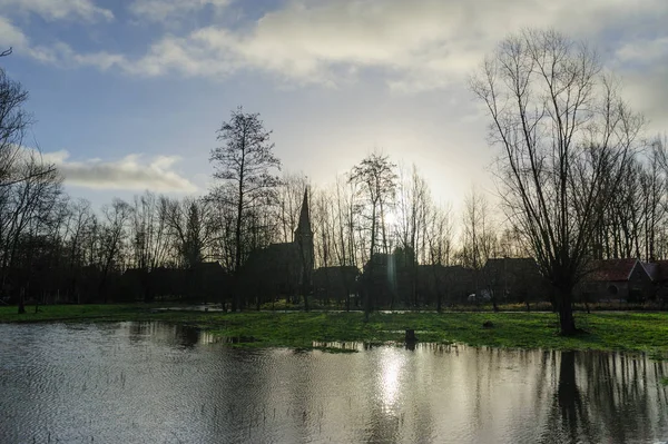 Flanders bölgesinde sel — Stok fotoğraf