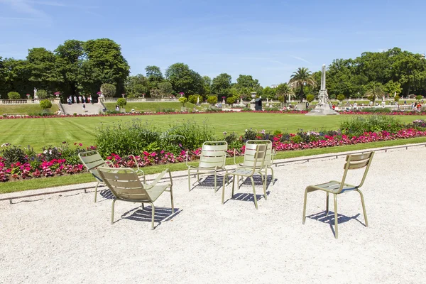 PARIS, FRANCE, on JULY 9, 2016. A picturesque corner near a pond in the Luxembourg garden, the favourite vacation spot of citizens and tourists