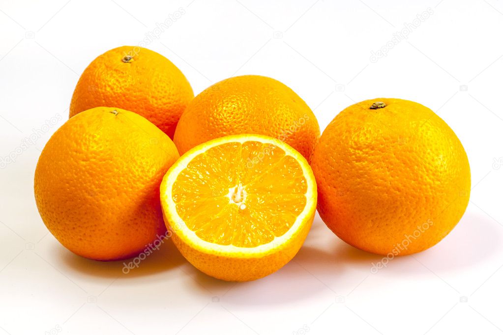 Bright juicy oranges on a table