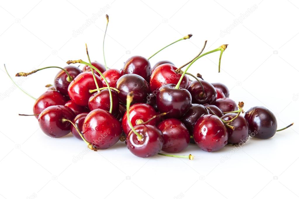 Ripe red sweet cherry on a table